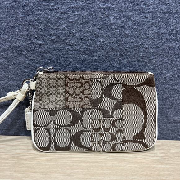 Coach Monogram Wristlet Mini Bag Brown - Picture 2 of 14